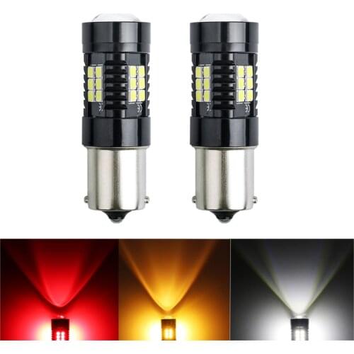 2PCS Car Led Light Bulb 1156 BA15S P21W BAU15S PY21W BAY15D 1157 P21/5W Canbus No Error 3030 21SMD Auto Reversing Lamp 12V-24V