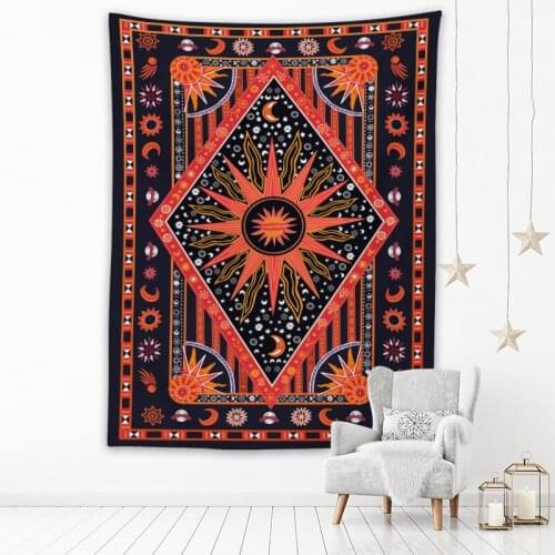 Bohemian Fantasy Totem Tapestry Mandala Wall Hanging Geometric Wall Decoration Background Cloth Sandy Beach Throw Rug Blanket