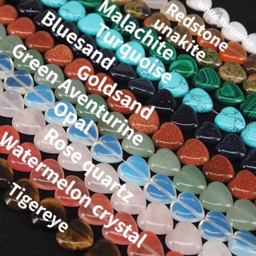 Love Heart Shape Semi-precious Stone Loose Beads 12Colors For Your Choice Agate Rose Quartz DIY Jewerly For Necklace Bracelet