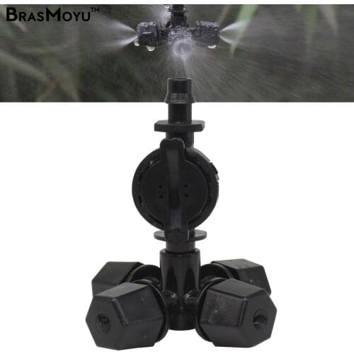 BRASMOYU 10 Sets 6mm Black Cross Fogger Spray Garden Misting Irrigation Watering 1/4'' Barb Anti-Drip Device Greenhouse Cooling