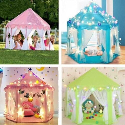 Girl Princess Pink Castle Tents Portable Children Outdoor Garden Folding Play Tent Lodge Kids Balls Pool Playhouse Kid House