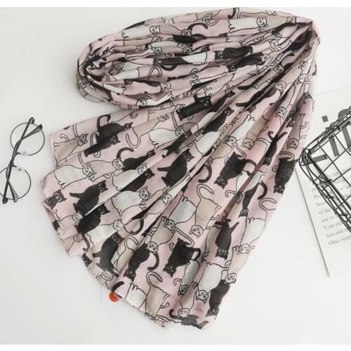 Cute Cats Long Thin Scarf Spring Summer Women Travel Sun Block Shawl Stole Decor New Vintage