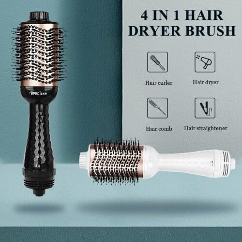 Hair Blow Dryer Hot Air Brush Electric Professional 4 in1 Negative Ions Hair Salon Volumizer Straightener Curler Styling Comb