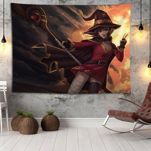 Hot Sale Custom Anime KonoSuba Printed Tapestry Background Decorative Tapestry Various Sizes Wall Hanging Decor