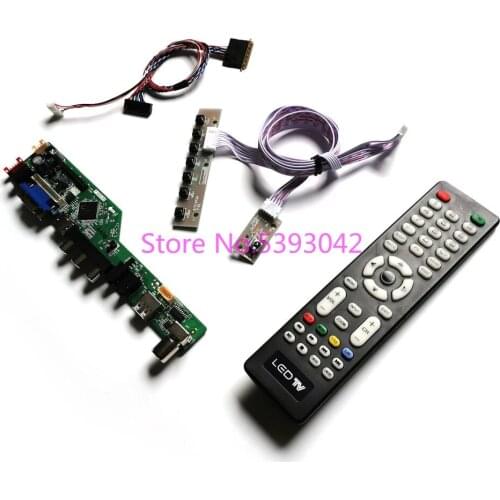 KIT for N173FGE-L12/L13/L21/L23/L63/LA3 VGA USB AV 1600*900 40-Pin LVDS remote+keyboard LCD analog TV control drive board