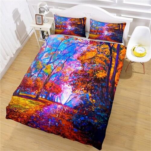 ALWSREH Comforter Bedding Sets King Home Textile Duvet Cover Queen Size Painting Woods Beautiful Luxury Quality Designer Custom