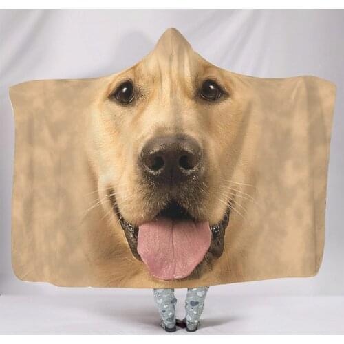 Cute Pet Dog Hooded Blanket Warm Super Soft Microfiber Wearable Blanket for Adult Kids Seasons Bedding Sofa Throw Blankets