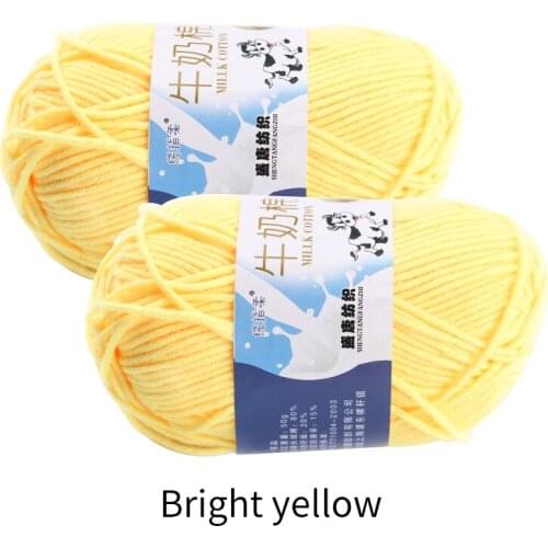 2Pcs/Set 100g Bright Yellow Milk Cotton Baby Wool Hook Kid Scarf Yarn Knitting Crochet Sewing Material Soft Handmade Home Craft