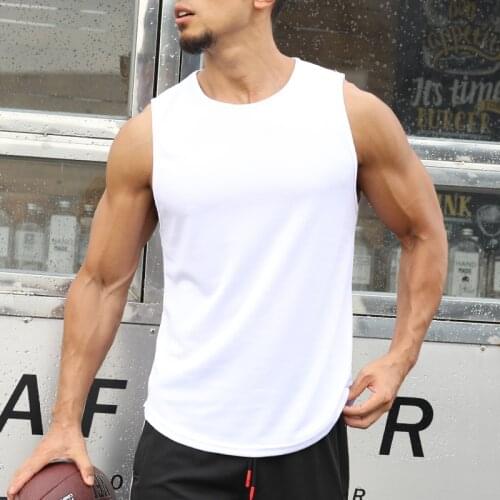 New Tank Tops solid color quick-drying vest mens running training fitness leisure breathable sports vest mens sleeveless