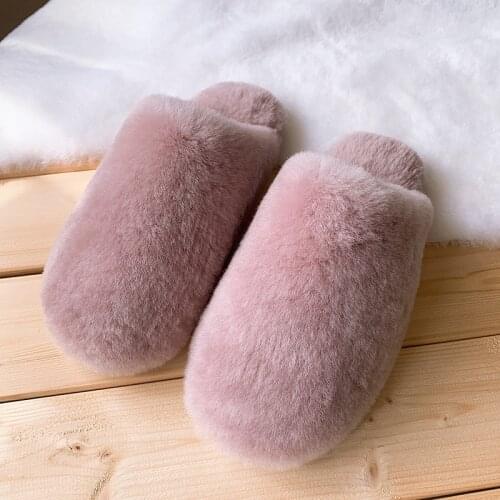 Top Quality Natural Sheepskin Fur Slippers Fashion Winter Women Indoor Slippers Warm Wool Home Slippers Lady Casual House Shoes