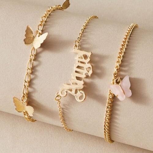 Multi-Storey Fashion Butterfly Anklet Tennis Chain Foot Chain Jewelry for Women Summer Beach Anklet Butterfly Barefoot Chain