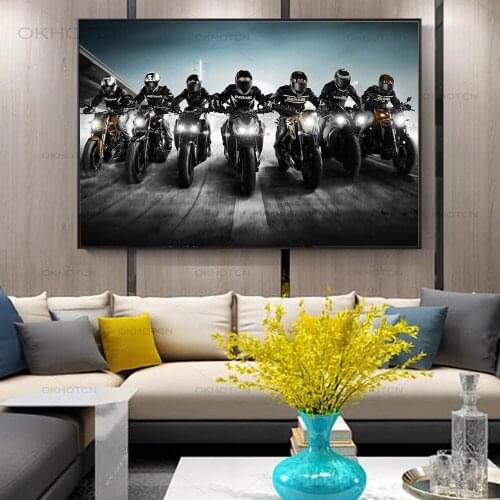 Fashion Style Locomotive Posters and Prints Print On Canvas Motorcycle Modern Wall Art Decorative Pictures for Living Room Decor