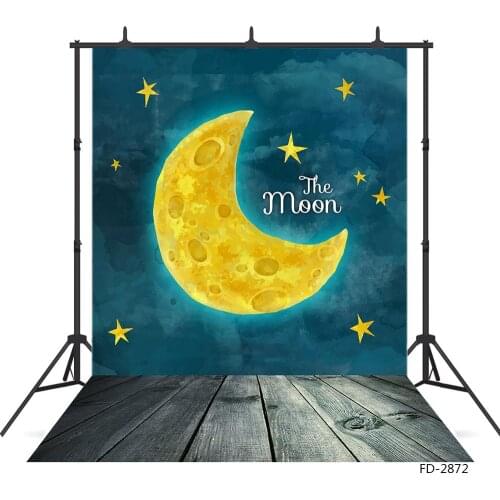 Cartoon Moon Starry Sky Painting Photoshoot Backdrop Vinyl Cloth Studio Background for Children New Born Baby Photography Props