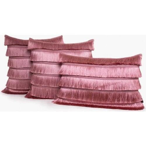 Dried Rose Tasseled Cushion Cover Set