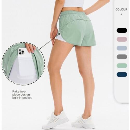 2021 New Ladies Tennis Shorts Yoga Fake Two-piece Quick-drying Breathable Loose Fitness Running Sports Pants with Pockets