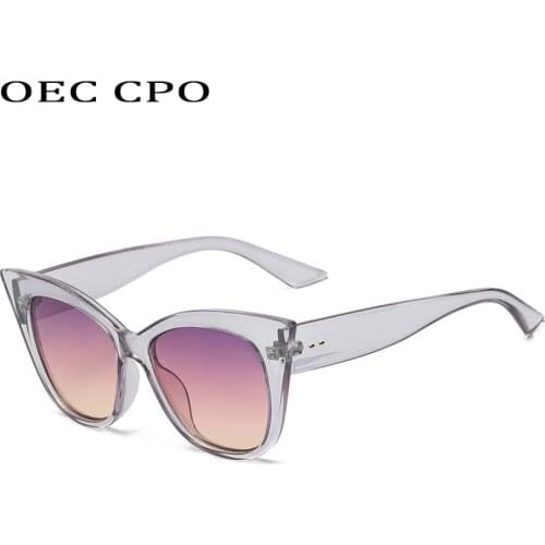 OEC CPO Fashion Cat Eye Sunglasses Women Brand Vintage Big Frames Eyeglasses Female Retro Sun Glasses For Ladies UV400 Oculos