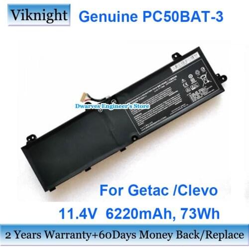 Genuine PC50BAT-3 Laptop Battery For Clevo PC50DN2 For Schenker Key 15 Gaming Notebook Batteries 3ICP6/64/115 11.4V 6220mAh