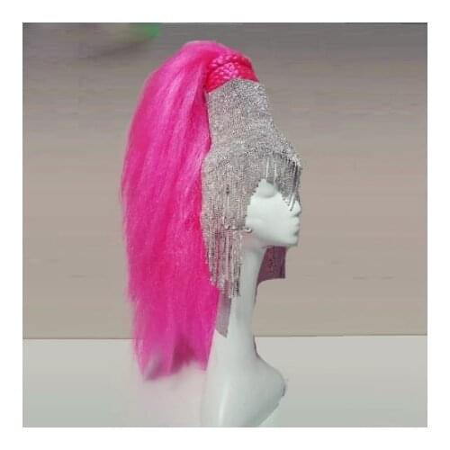 Halloween cosplay wigs Holographic Burning Man Shiny Rhinestone Wig Headdress Head Pieces Rave Stage Dancer Dj Singer HeadWear