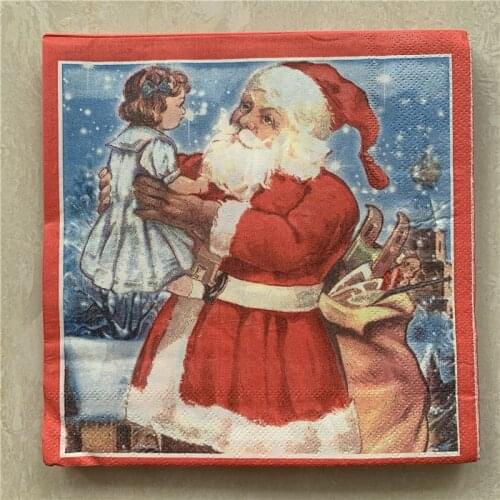Christmas paper napkins serviettes decoupage decor wedding party festival cocktail Santa Claus Buck star snow star winter