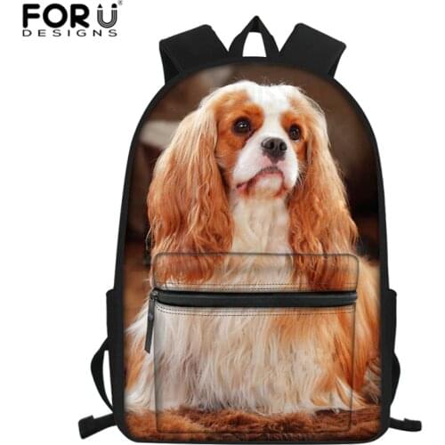 FORUDESIGNS School Backpacks for Teen Girls Cavalier King Charles Spaniel Dog Bag Multi-Function Laptop Middle School Bags
