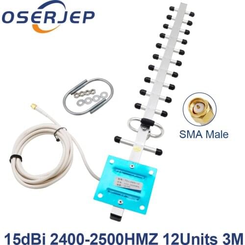 SMA 2.4GHz 15 DBi Yagi Wireless WLAN 2.4g WiFi Receiver Signal Extender Aerial 0.3m 1.5m 3m 5m 10m For Modem PCI Card Router