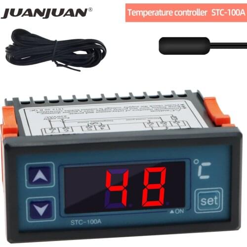 STC-100A Temperature Controller Cool Heat Refrigerator Thermostat AC 220V Regulator Thermoregulator Thermocouple 2M NTC sensor