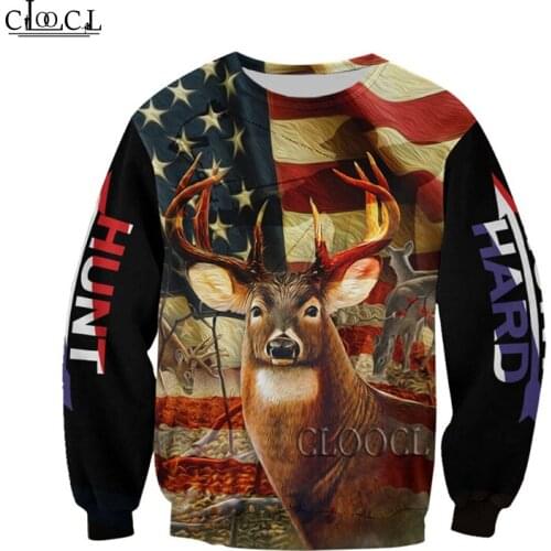 HX Beautiful Deer Hunting US Flag 3D Print Men Women Hoodies Sweatshirt Harajuku Fashion Autumn Casual Tracksuit Drop Shipping