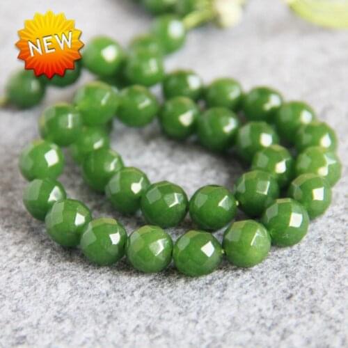 High-quality 10mm Green faceted chalcedony loose stones Beads 15" DIY Jewelry making design Wholesale