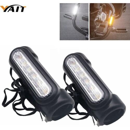 YAIT For Touring Models 1 Pair Motorcycle Highway Bar Switchback Driving Turn Signal Light LED For Crash Bars