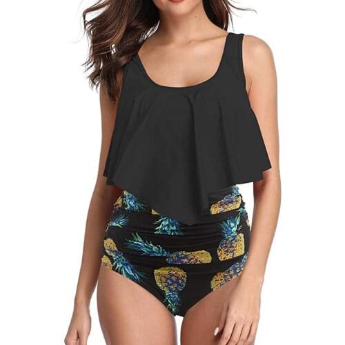 Ruffle Swimiwear Women High Waist Bottom Bikini Set Large Size Biquini 2020 Two Pieces Bathing Suits Plus Size Swimsuit XXXL