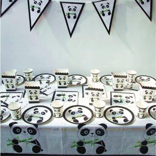 Birthday Party Decoration 1pcs Kids Favor Cartoon Panda Tableware Sets Jungle Bear Bamboo Tablecloth Baby Shower Birthday Decor