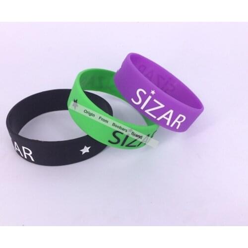 100PCS/Lot High Quality Design logo debossed/engraved color filled cheap Rubber Bracelets rainbow sectional silicon bracelet
