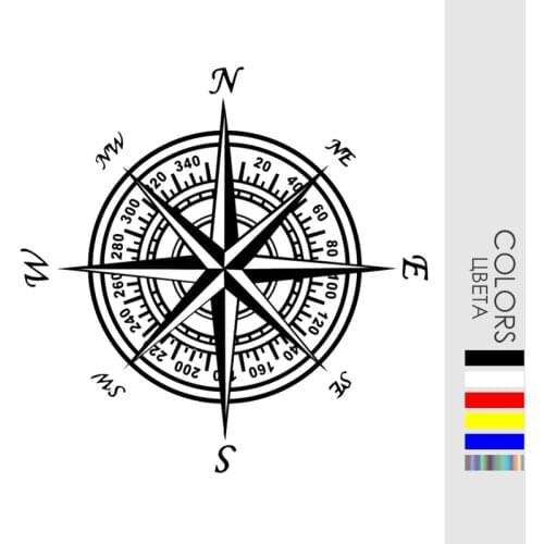 11211# 20/30/40 CM Vinyl Decal Comapass Car Sticker Waterproof Auto Decors on Truck Bumper Rear Window