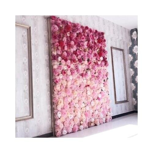 2M x 2M lastest hot pink gradual change roses wedding flower wall flower backdrop Wedding decoration
