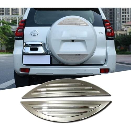 2 Pcs Rear Back Spare Tire Cover Trim For Toyota Land Cruiser Prado FJ150 2018 ABS Chrome Car Accessories Decoration Sticker