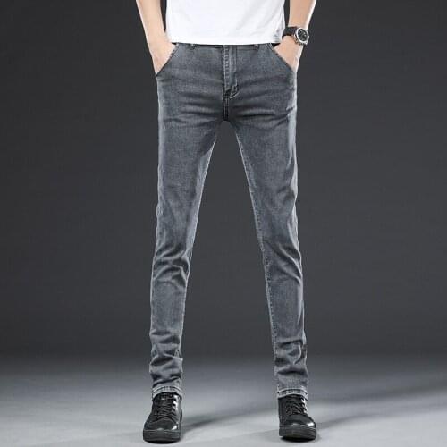 2021 Spring Grey Slim Fit Jeans Mens Fashion Skinny Biker Jeans For Mens Stretch Denim Trousers Boy Friend Pantalones Hombre New