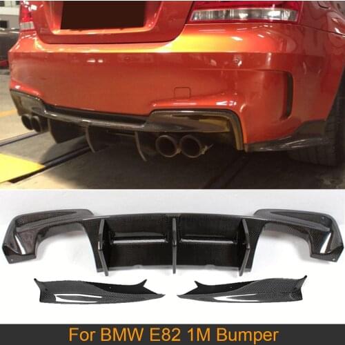 Car Rear Bumper Diffuser with Splitters For BMW 1 Series E82 1M Bumper 2011 - 2017 Rear Diffuser Lip with Splitters Carbon Fiber