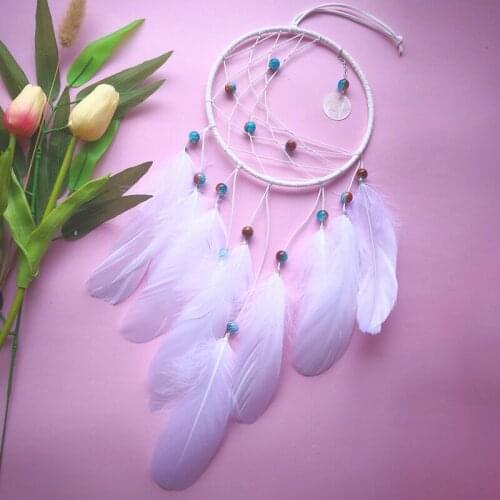 Boho Home Decor White Shell Feather Dream Catcher Baby Room Wall Decoration House Ornaments