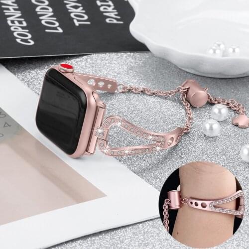 Women Luxury Diamond Strap For Apple Watch Band 42mm 38mm 40mm 44mm Stainless Steel Bracelet For iWatch Series 6 5 4 3 2 1 SE