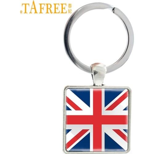TAFREE UK Flag Union Jack key chain ring holder England Banner Great Britain United Kingdom men women keychain jewelry AA103