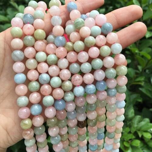 AA High Quality Natural Stone Morganite Beads Round Loose Beads 4mm 6mm 8mm 10mm For Jewelry Making Necklace DIY Bracelet 15inch