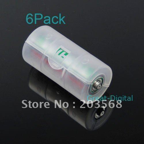 6x AA to C Size Battery Converter Adaptor Adapter Case