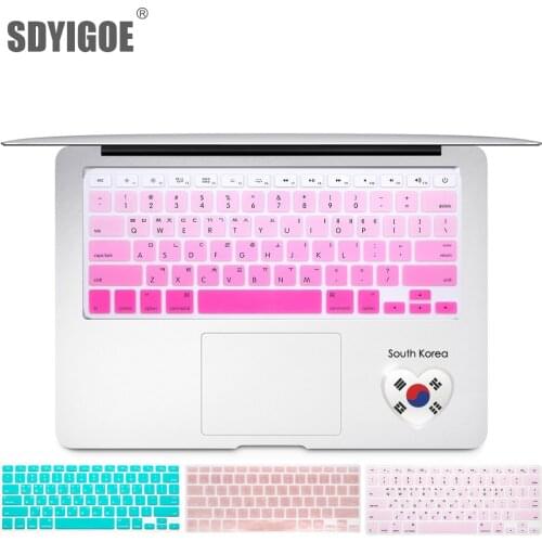 Korean keyboard cover For Mac Book Air 13 pro15 inch A1466 A1278 A1502 A1398 Retina Laptop Keyboard Covers Color keyboard film