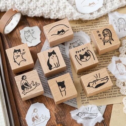 Kawaii Cats Daily Life Wooden Stamp Cute Craft School Office Supplies Scrapbooking Decorative Stationery Items