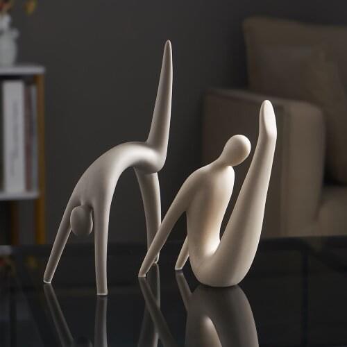 Home Decoration Accessories Modern One Piece Ceramic Statue Living Room Decor Yoga Model Abstract Sculpture Office Desk Decor