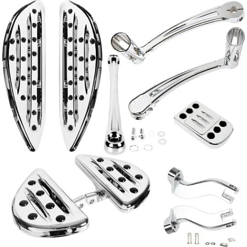 Chrome Heel Toe Shift&Linkage&F&R Passenger Driver Floorboards&Pedal For Harley Touring Street Glide Road King FLH/T FLHX