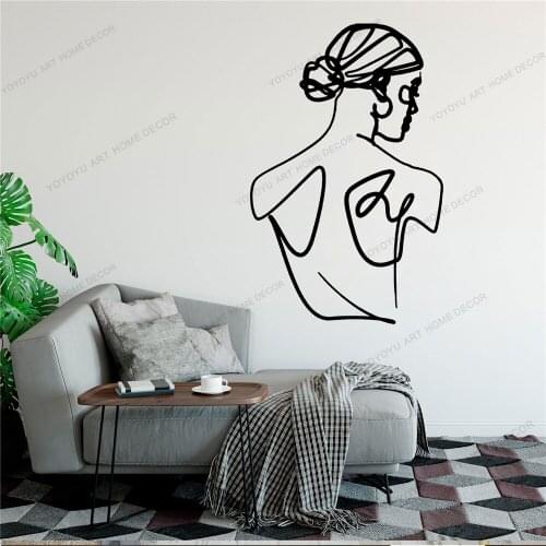 Naked Line Draw Art Wall Sticker For Home Decor Living Room Fashion Wall Decals Valentines Removable Murals Wallpoof CX1527