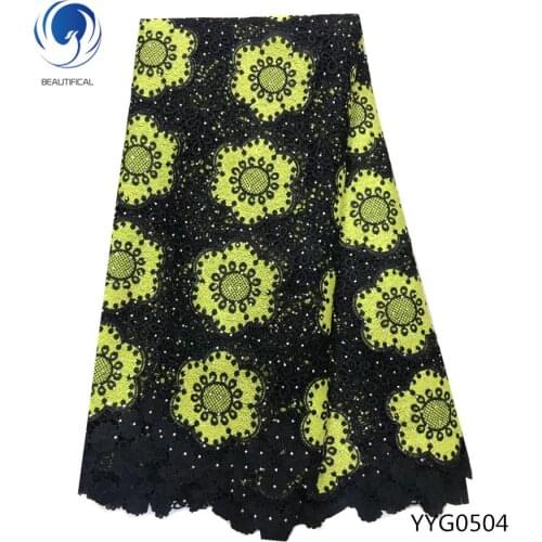 BEAUTIFICAL African lace fabric 2019 chemical lace african guipure lace fabric for wedding dress 5yards/lot high quality YYG05