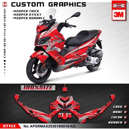 KUNGFU GRAPHICS Heat Resistant Stickers Custom Self Adhesives for Aprilia SR MAX 250 300 2019 2020, Red