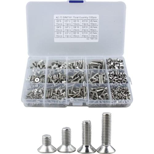 M2 M3 M4 M5 Hex Button Socket Head Cap Screw Nut Hexagon Metric Thread Machine Bolt Assortment Kit Set 304 Stainless Steel